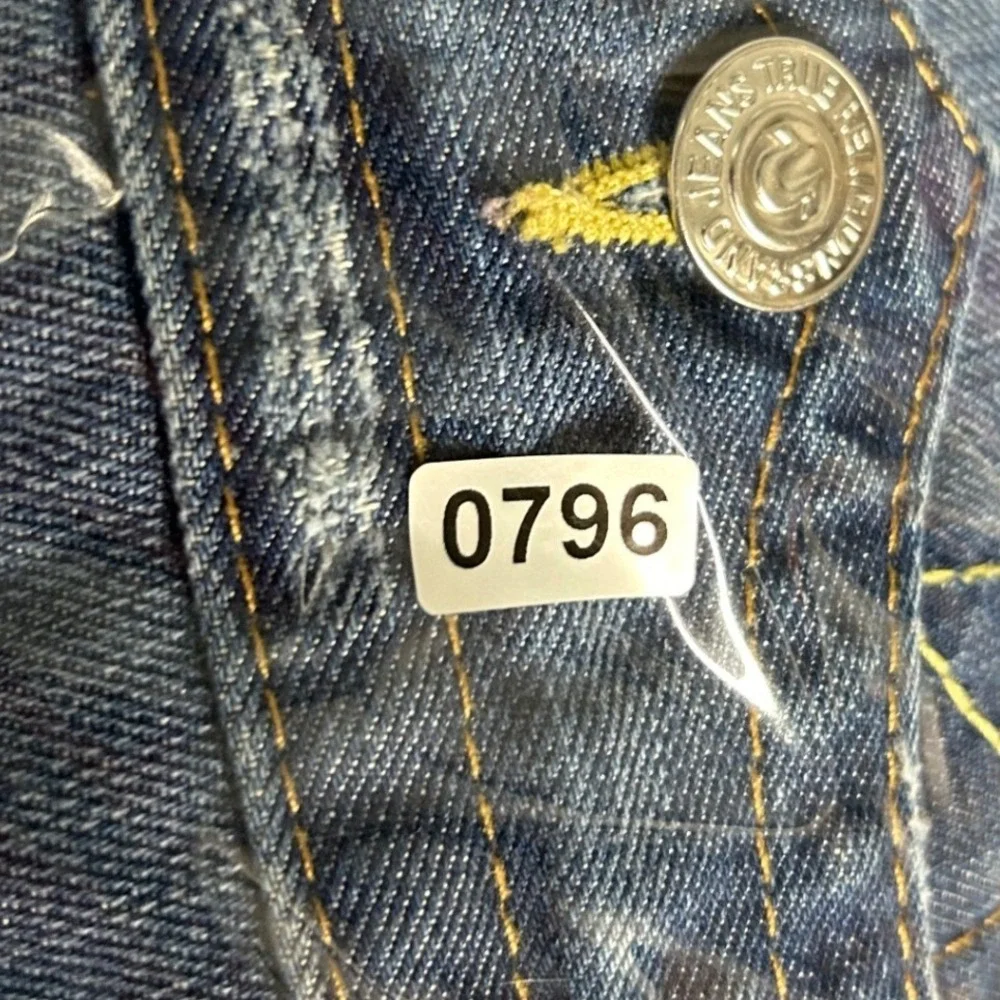 True Religion Joey Jeans Mens 32 Blue Denim Raw Hem Y2K Streetwear Made in USA